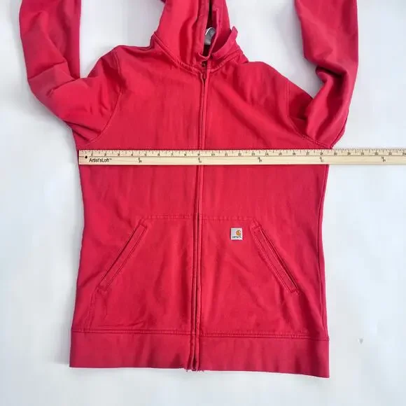 Women's Red Zip-Up Hoodie - Picture 10 of 12